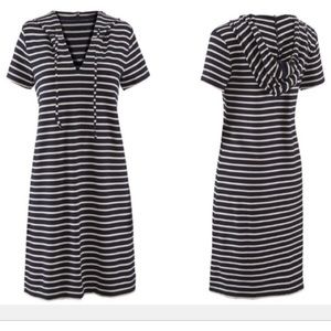 Cabi Dockside Dress striped hooded short style 5409 - size small EUC